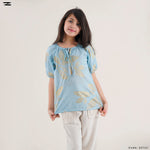 Load image into Gallery viewer, Light Blue Leaf Print Top