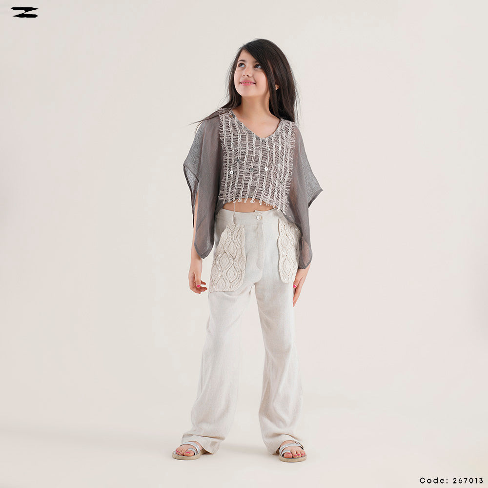Girls Mesh Front Blouse