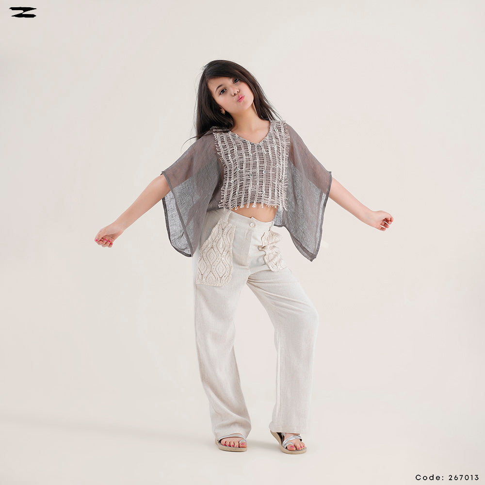 Girls Mesh Front Blouse