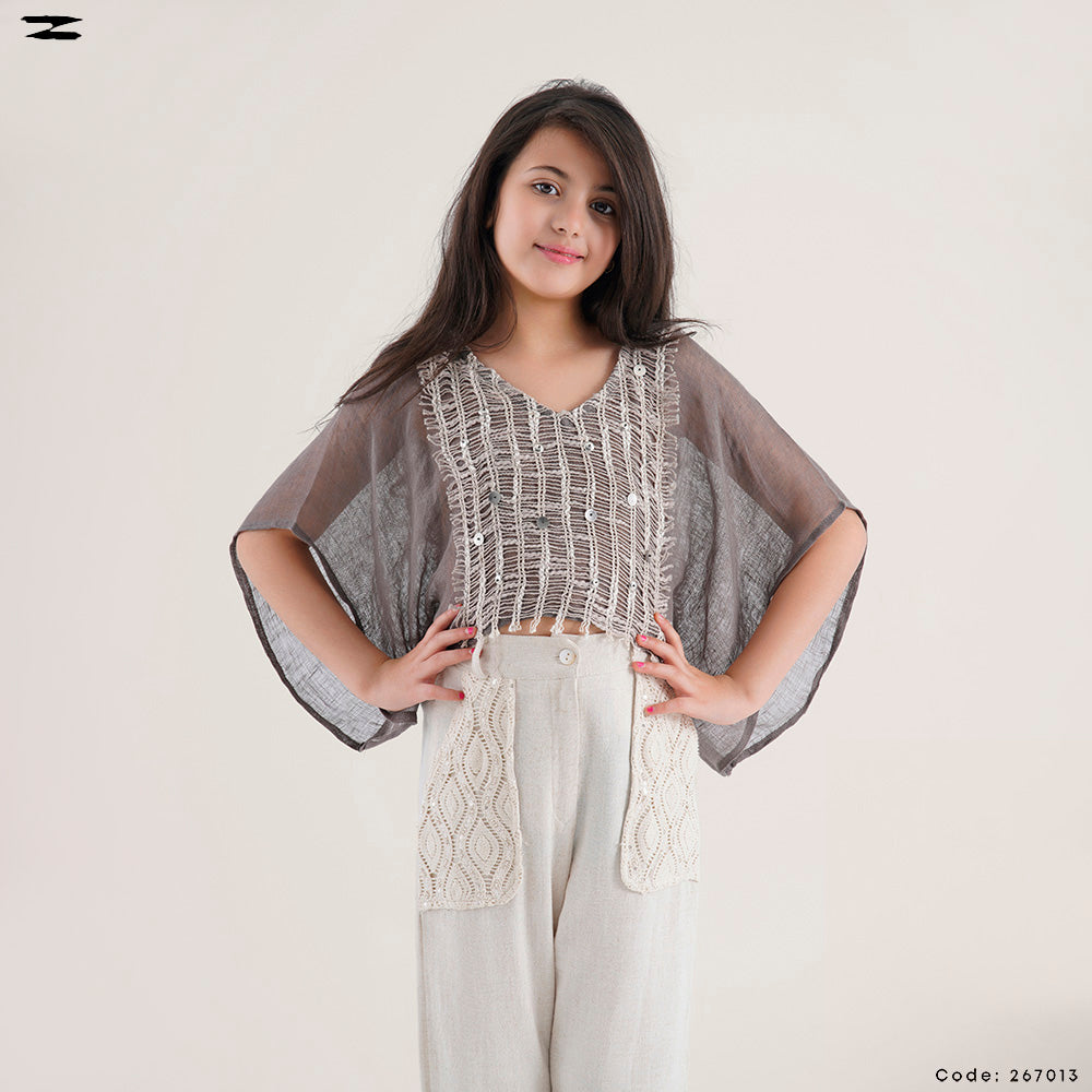 Girls Mesh Front Blouse