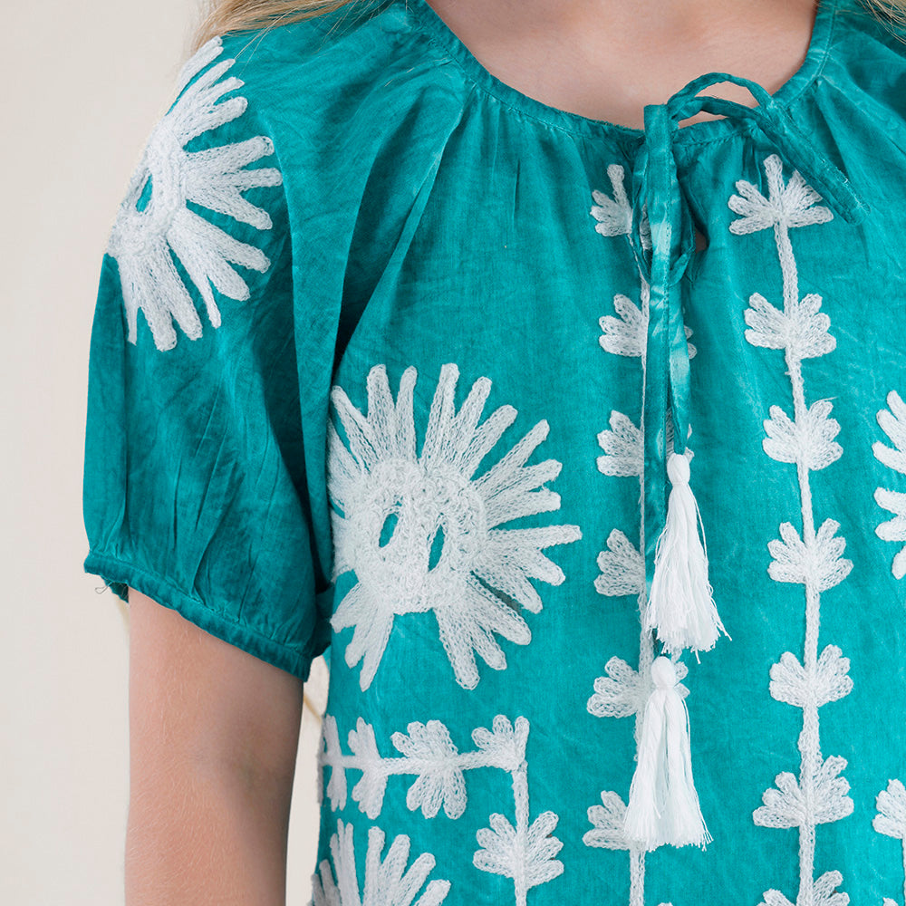 Embroidered Short Sleeve Top