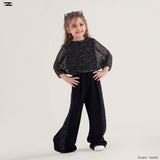 Kids Linen Jumpsuit with Mesh Bolero