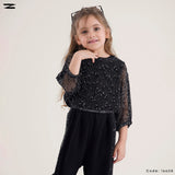 Kids Linen Jumpsuit with Mesh Bolero