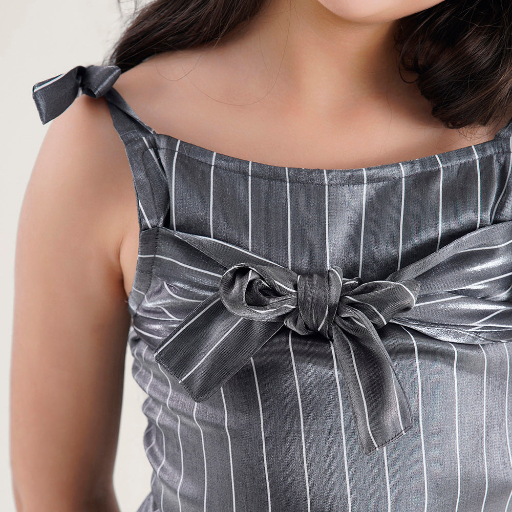 Tie-Front Striped Jumpsuit