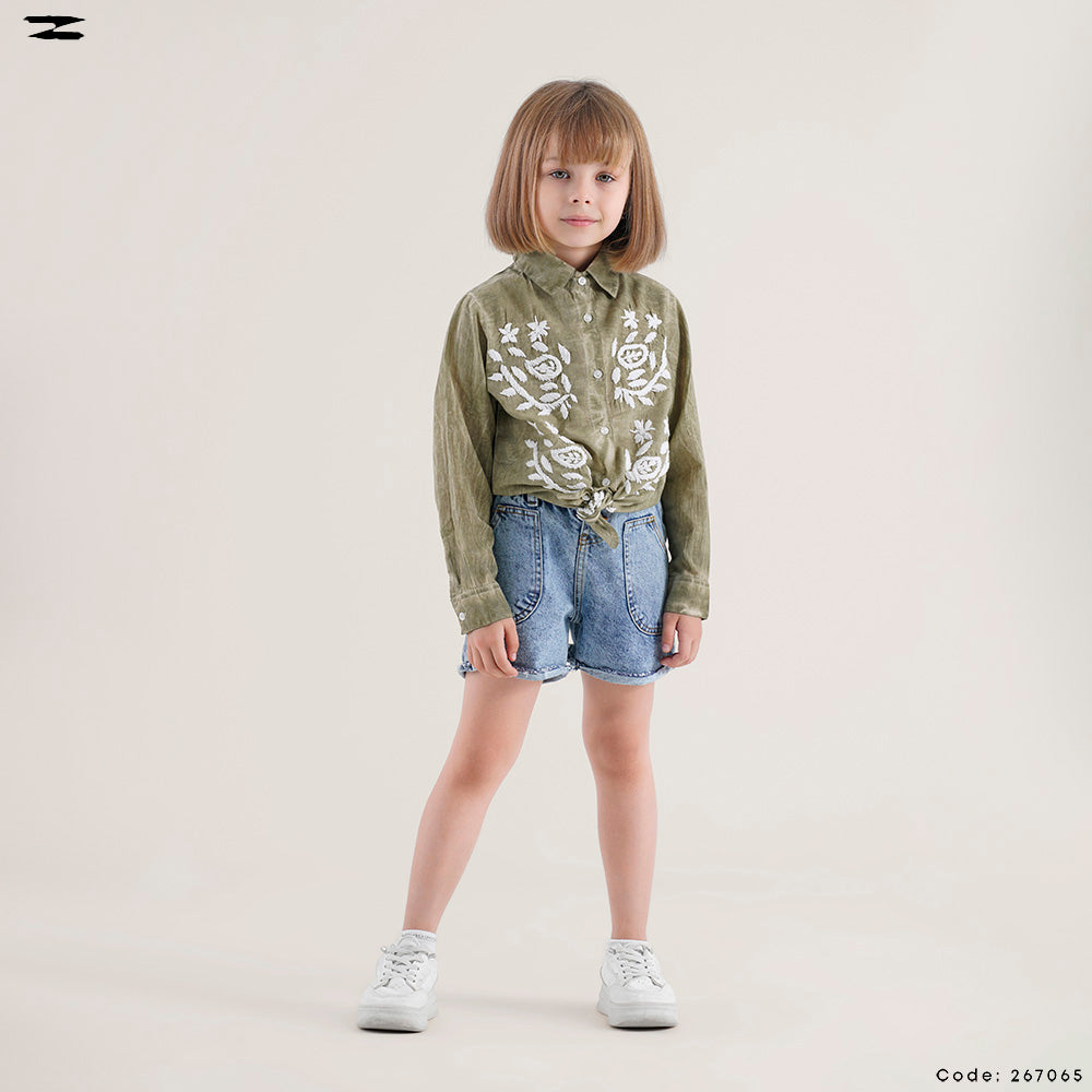 Embroidered Front Linen Shirt