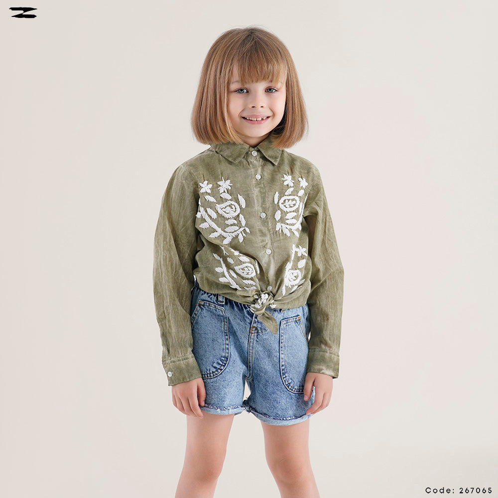 Embroidered Front Linen Shirt