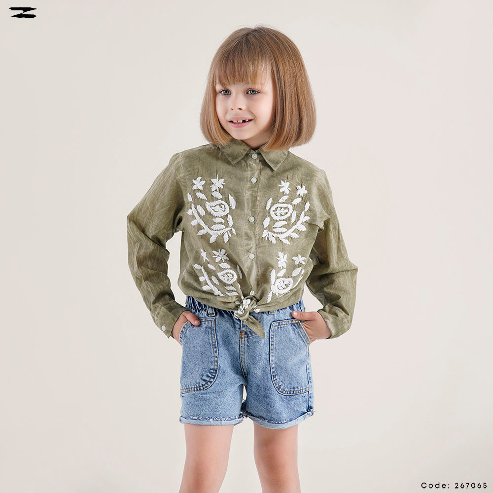 Embroidered Front Linen Shirt