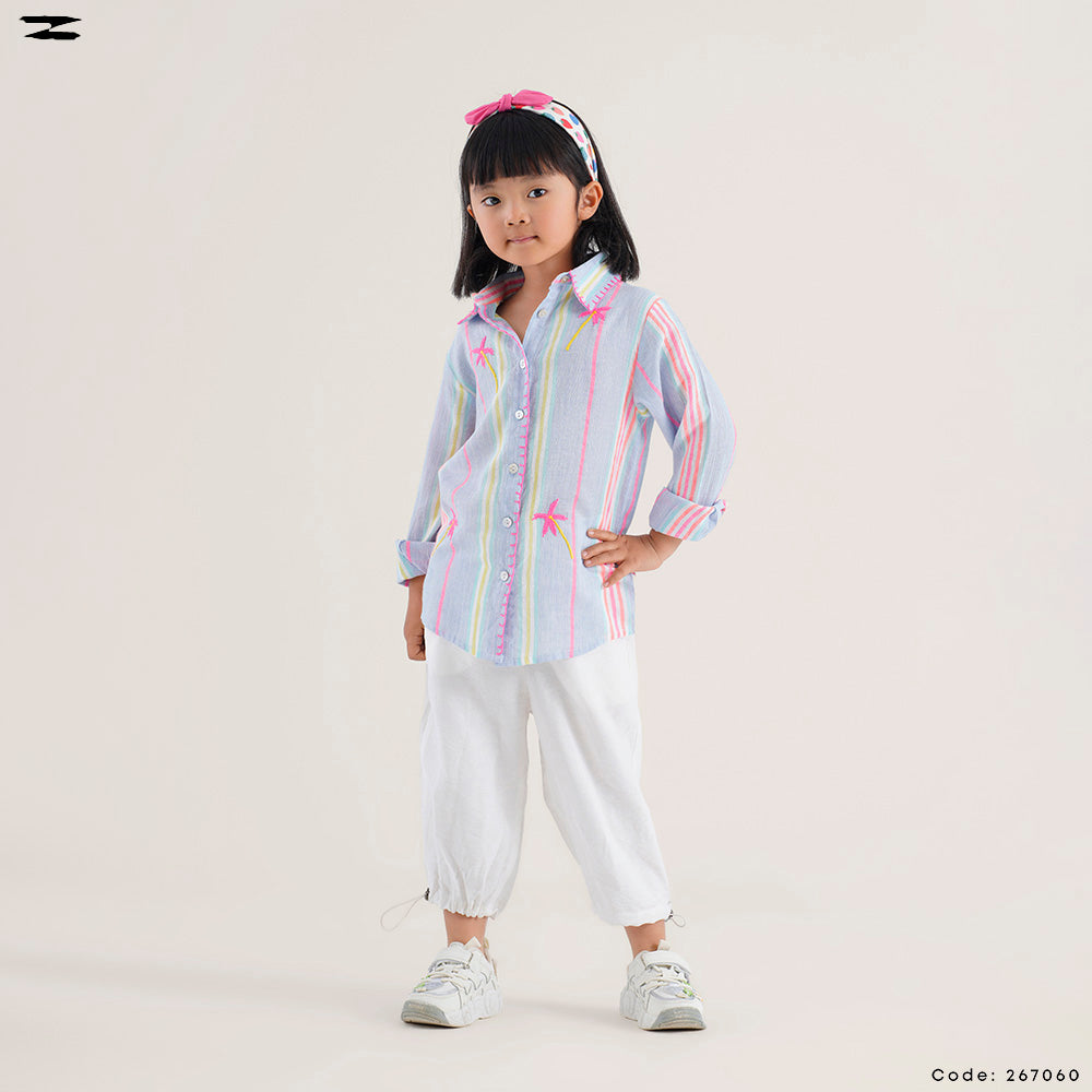 Girls Embroidered Stripe Shirt