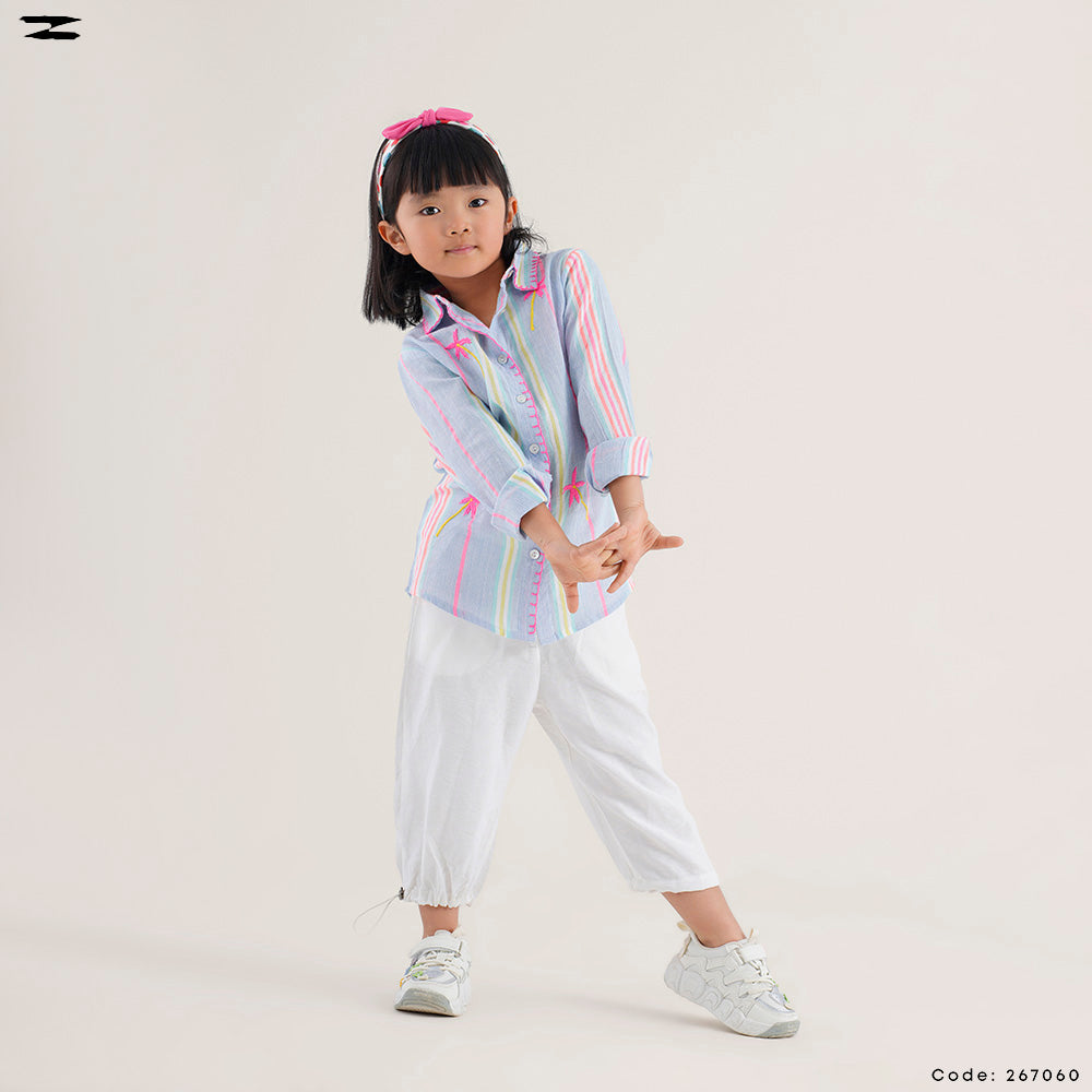 Girls Embroidered Stripe Shirt