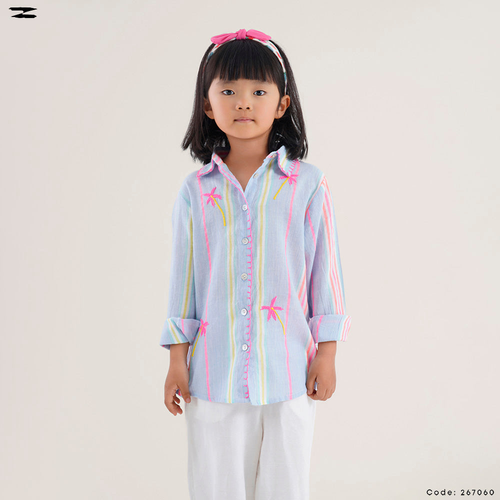Girls Embroidered Stripe Shirt