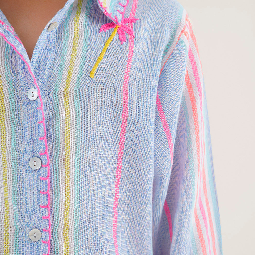 Girls Embroidered Stripe Shirt