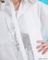 Sequin Stripe Poncho Top