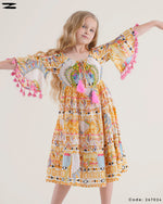 Load image into Gallery viewer, Printed Maxi Dress with Tassels