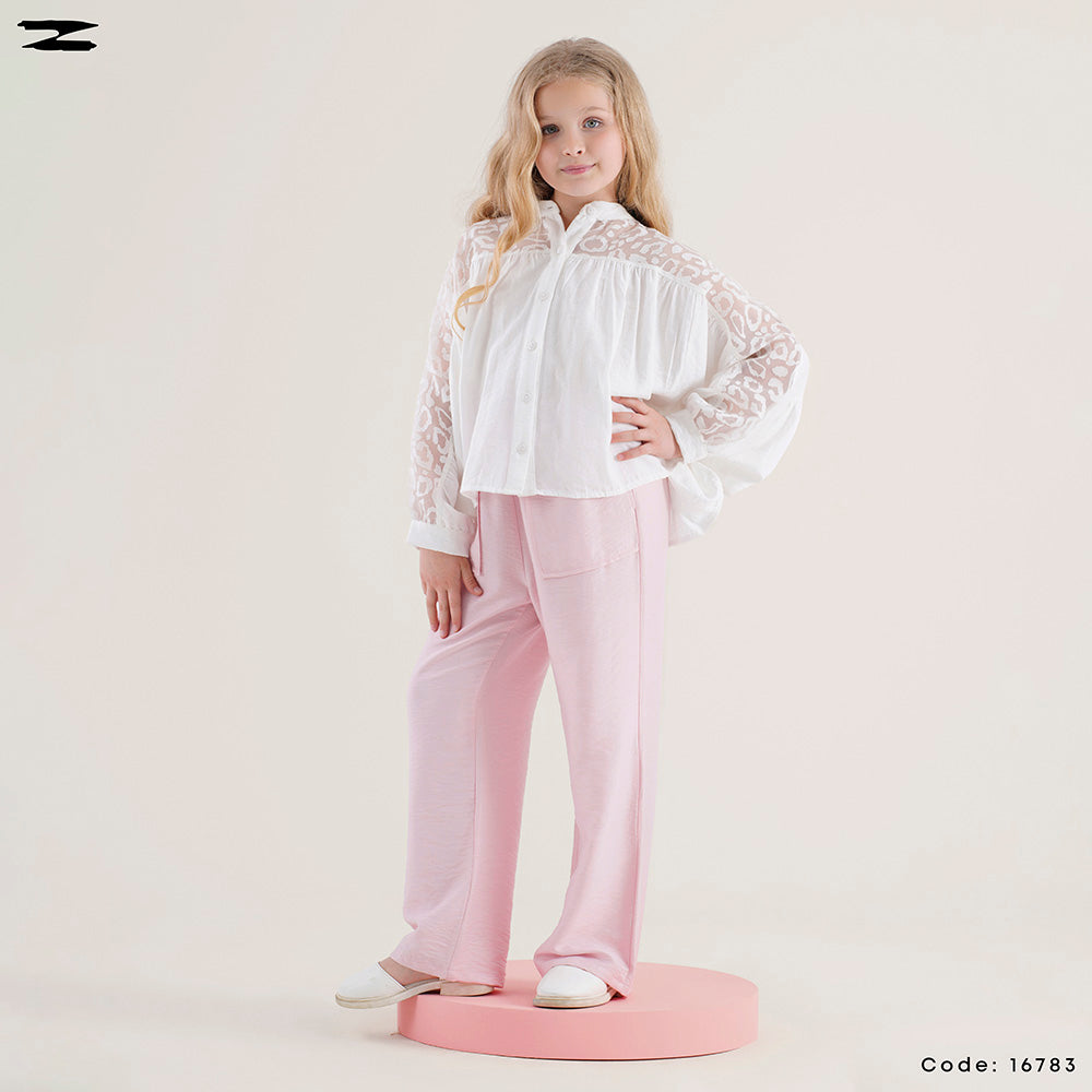 Kids Sheer Floral Yoke Blouse