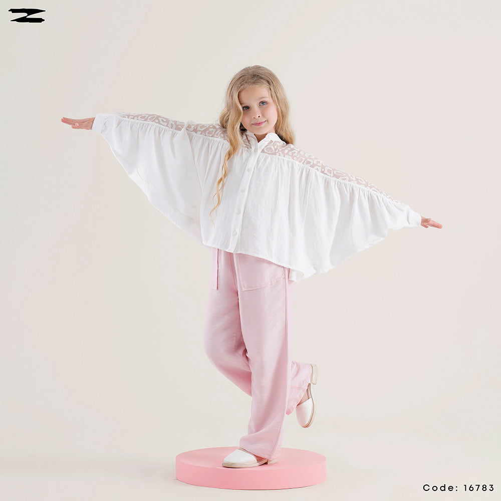 Kids Sheer Floral Yoke Blouse