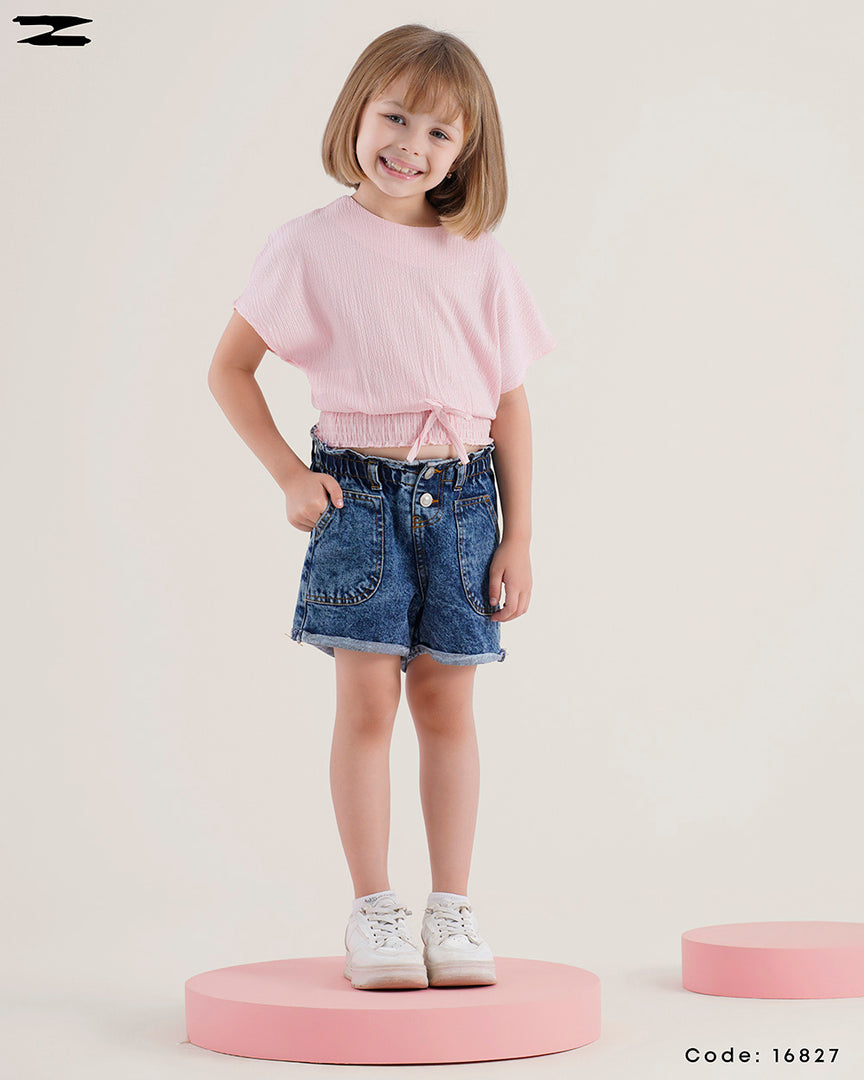Textured Waist Tie Top