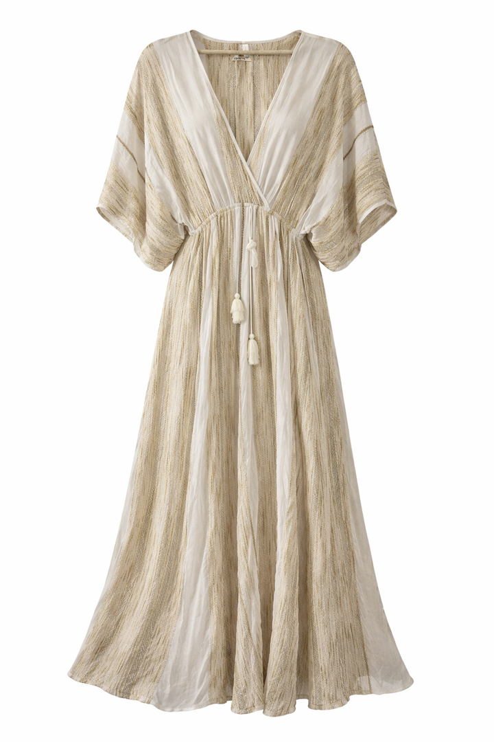 Stripe Wrap Maxi Dress