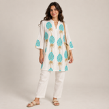 Women Leaf Print Button Front Tunic