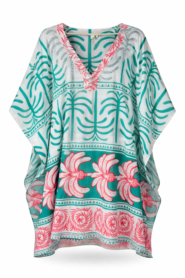 Tropical Pattern Kaftan Top
