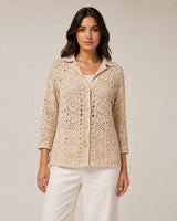 Aura Crochet Button-Up Top