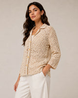 Aura Crochet Button-Up Top