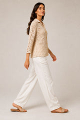 Aura Crochet Button-Up Top