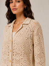 Aura Crochet Button-Up Top