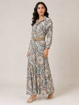 Medallion Print Maxi Shirt Dress