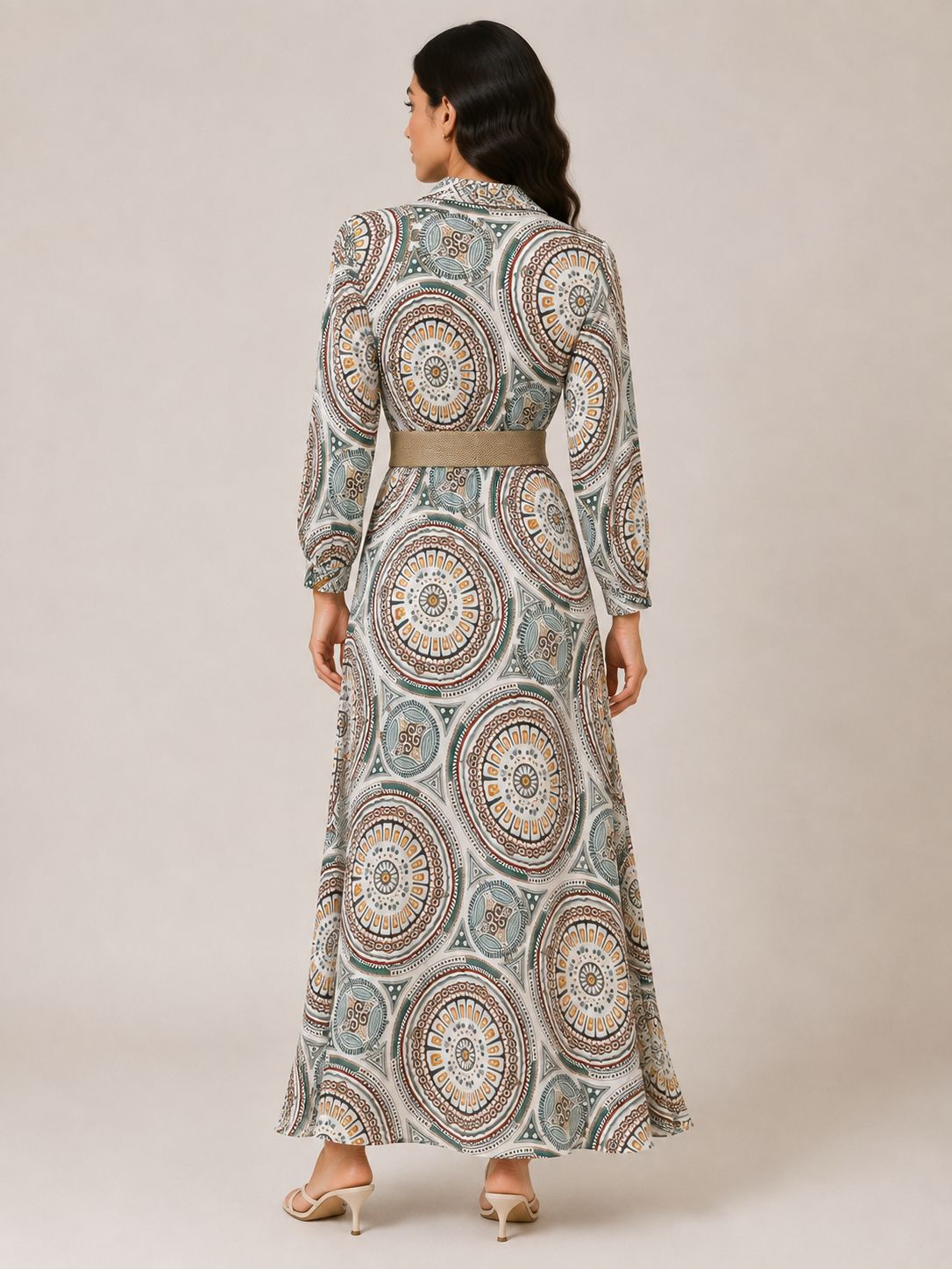 Medallion Print Maxi Shirt Dress
