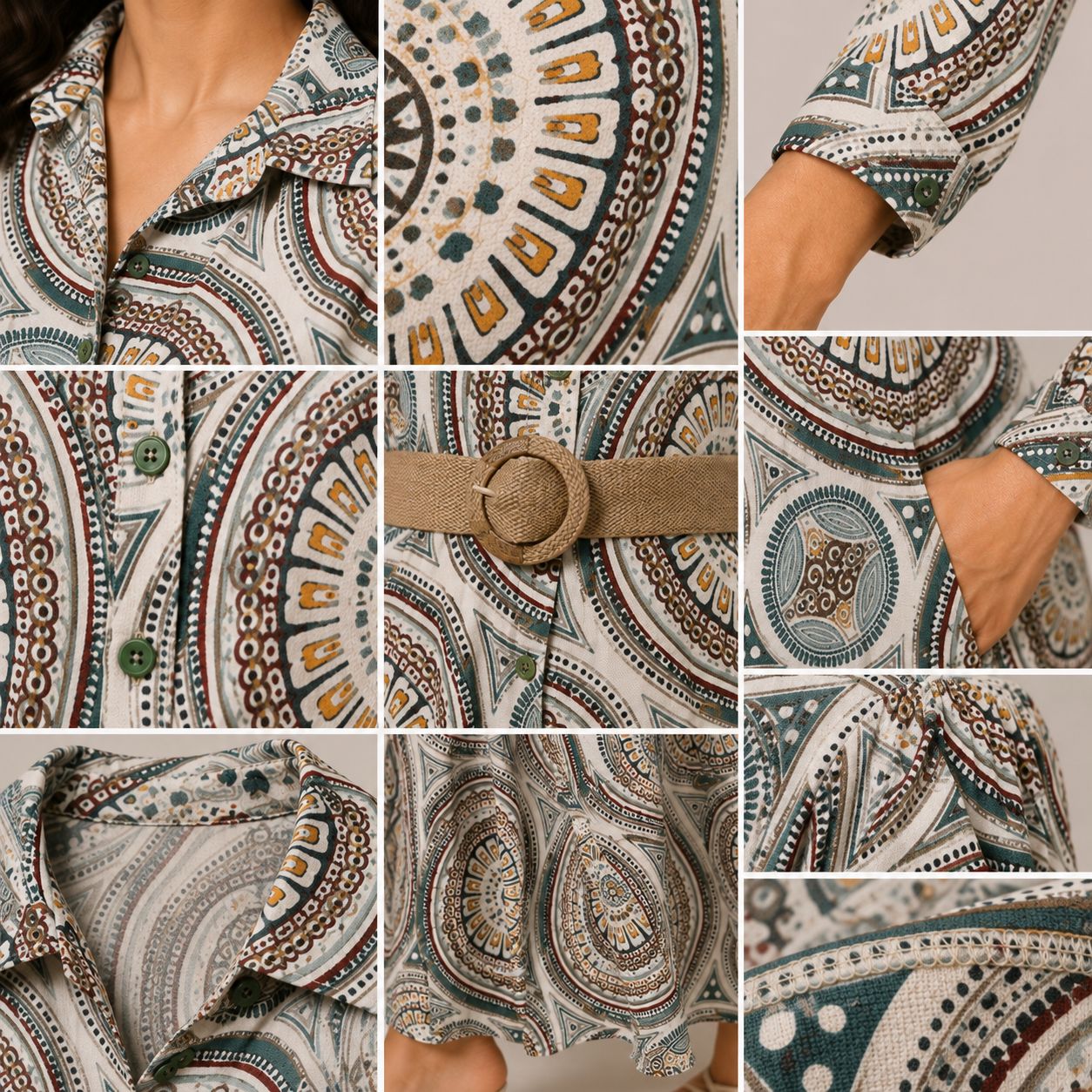 Medallion Print Maxi Shirt Dress
