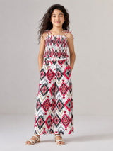 Print Jumpsuit with Smocked Top