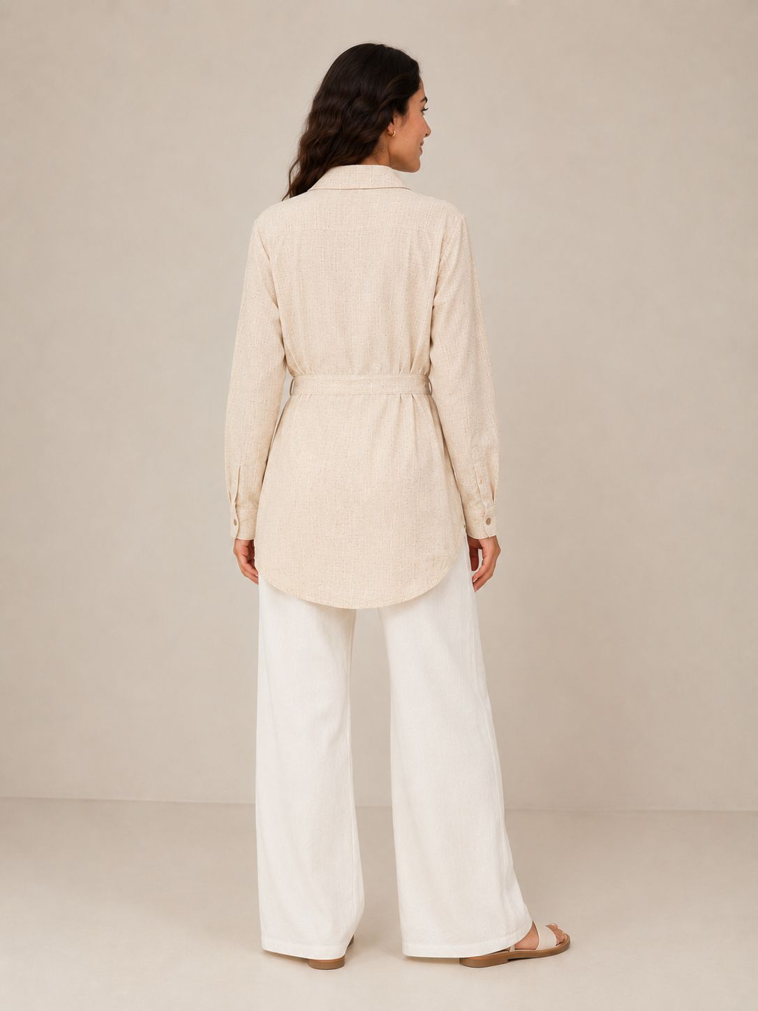 Long Sleeve Shirt with Tie Waist Detail