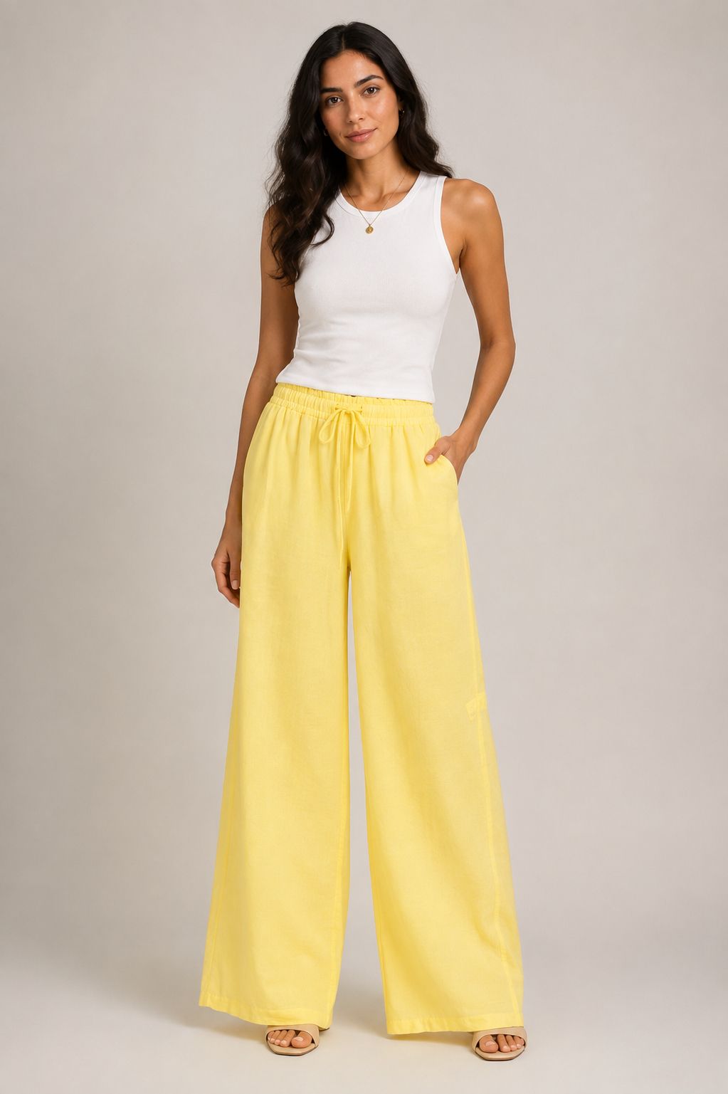 Wide-Leg Pants with Drawstring Waist