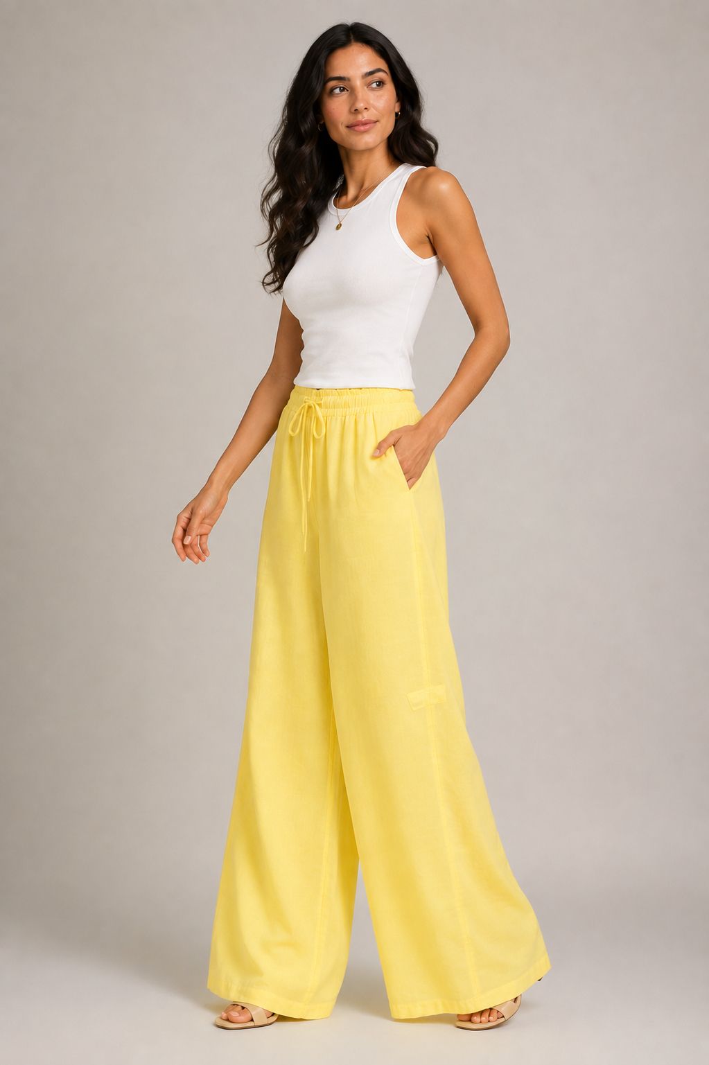 Wide-Leg Pants with Drawstring Waist