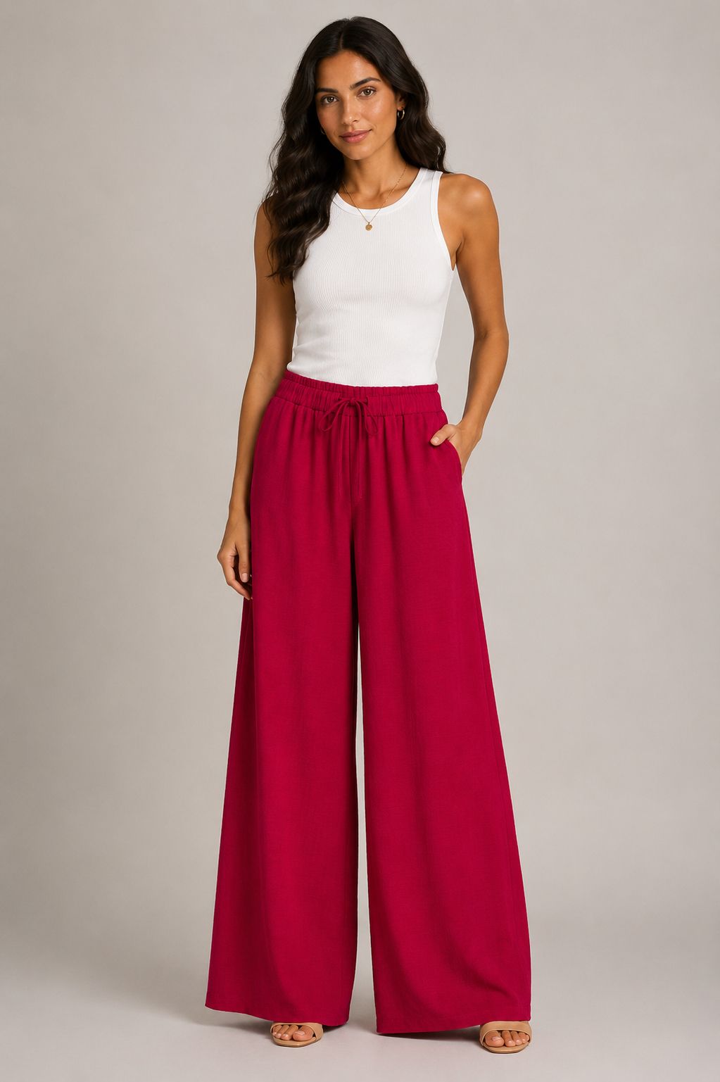 Wide-Leg Pants with Drawstring Waist