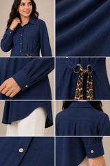 Long Sleeve Shirt with Tie Waist Detail
