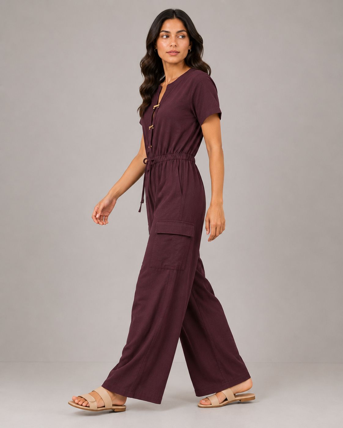 Tie-Neck Wide-Leg Jumpsuit