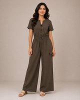 Tie-Neck Wide-Leg Jumpsuit