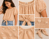 Kids Puff Sleeve Tie-Front Top