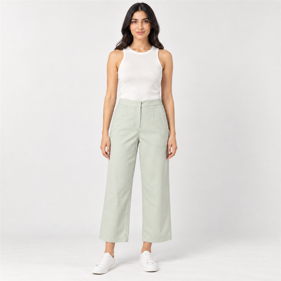 Women Cropped Straight-Leg Trousers