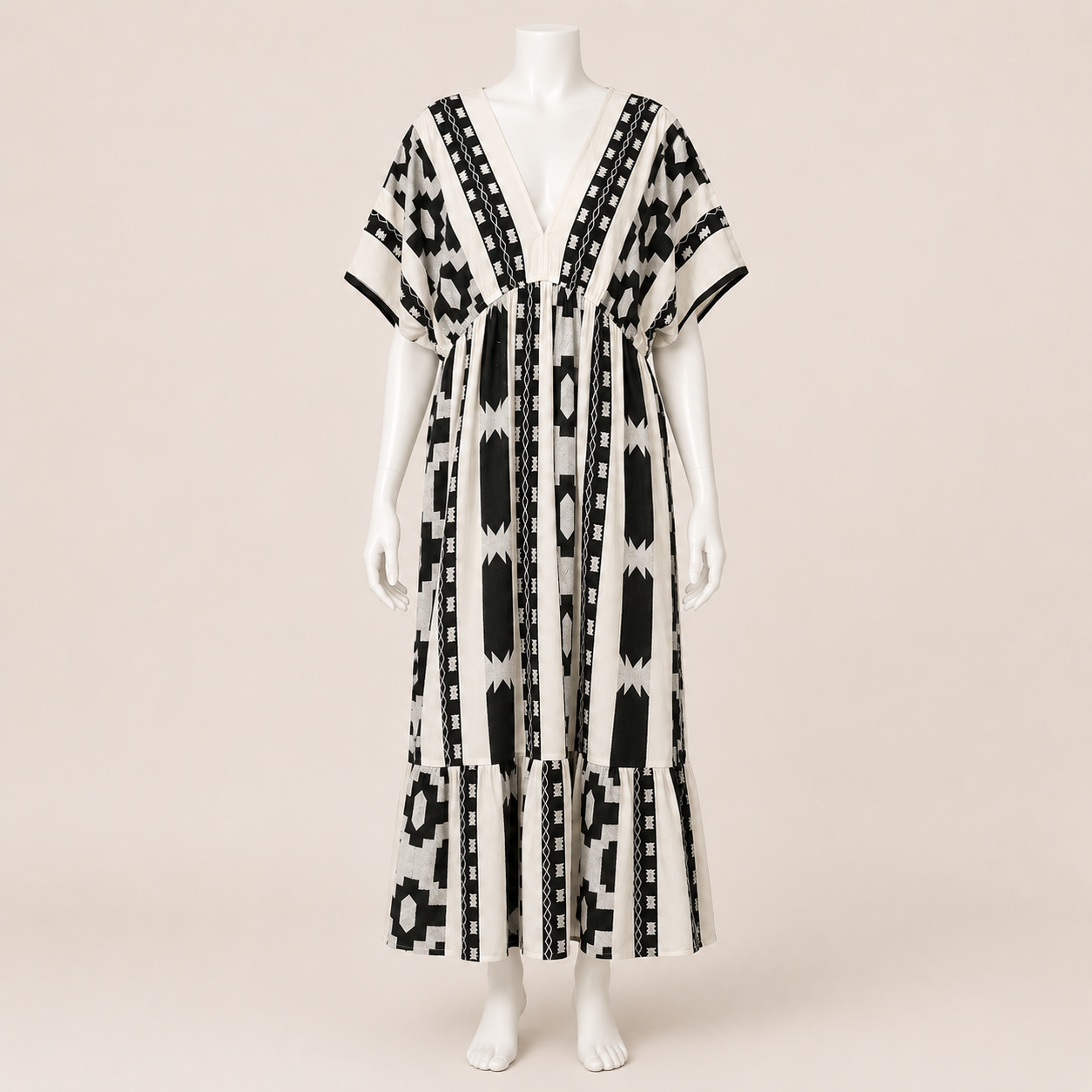 Women Printed Short Sleeve Maxi Dress