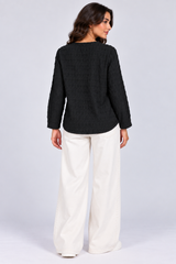 Women Textured Long-Sleeve Top with Side Tie