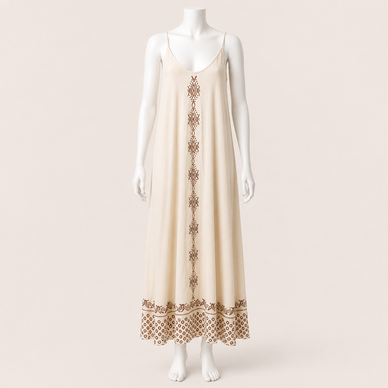 Women Strap Dress with Contrast Hem Detail