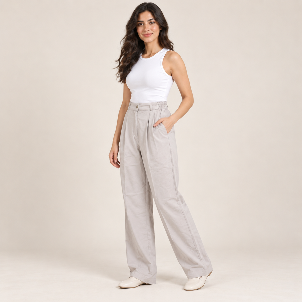 Women Pleated Balloon-Leg Pants