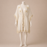 Fringe Trim Floral Kaftan