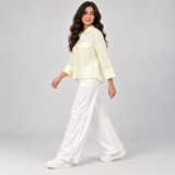 Women Striped Linen-Blend Utility Shirt