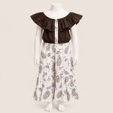 Kids Solid Blouse and Printed Pants Set