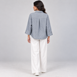 Women Striped Linen-Blend Utility Shirt