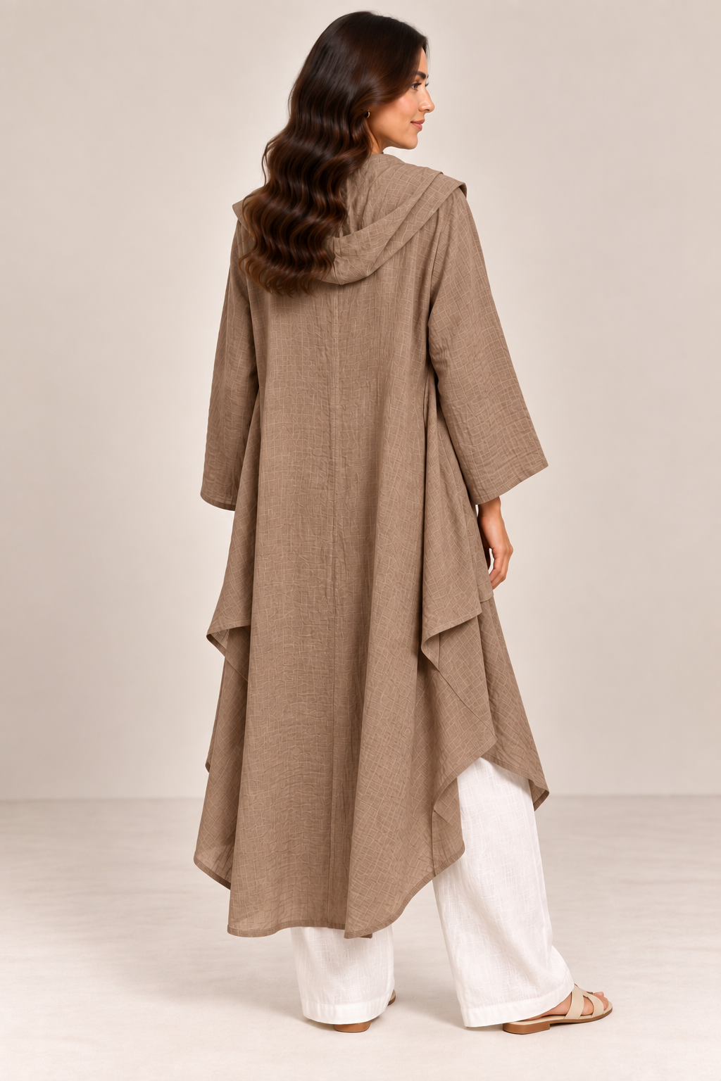 Women Textured Longline Open-Front Cardigan