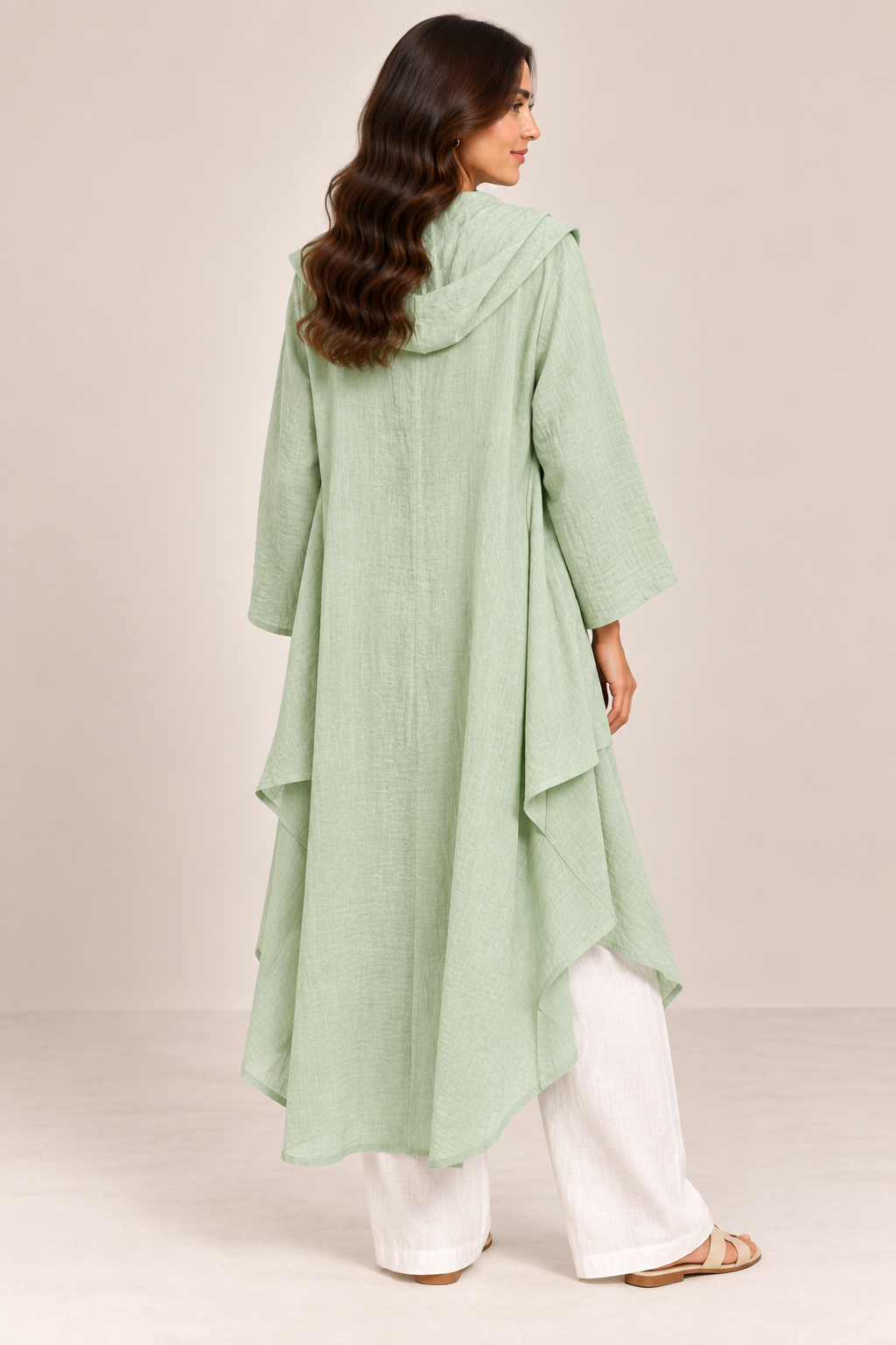 Women Textured Longline Open-Front Cardigan